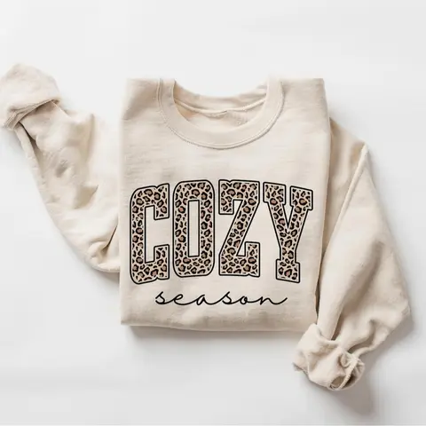 Leopard Cozy Season Sweatshirt, Cozy Season Long Sleeve, Autumn Gift, Fall Hoode, Autumn Shirt, Holiday gift, Season tShirt, Fall Autumn