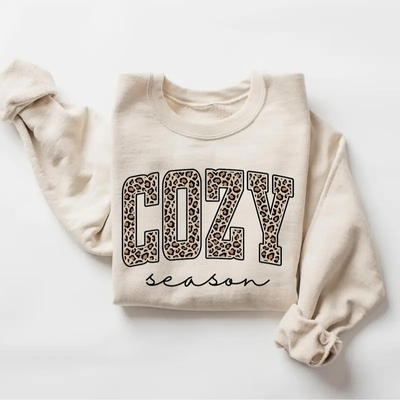 Leopard Cozy Season Sweatshirt, Cozy Season Long Sleeve, Autumn Gift, Fall Hoode, Autumn Shirt, Holiday gift, Season tShirt, Fall Autumn