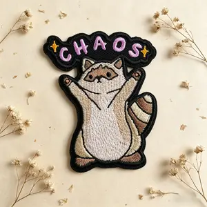 Chaos Cute Little Badger Embroidery Patch, Self-Adhesive Iron-On, Suitable for Clothes, Jackets, Hats, Accessories