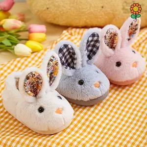DZP- Adorable Bunny Youngsters Slippers for Fall/Winter - Cozy, Warm Fleece Indoor Footwear for Boys & Girls, Breathable with Anti-Skid EVA Sole, Plush Comfort Cute baby shoes