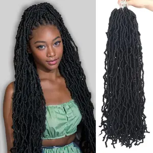 Soft Locs 30 Inch Synthetic 8 Packs Faux Locs Pre Looped Curly Wavy Crochet Hair For Black Women Hair Extensions 1B