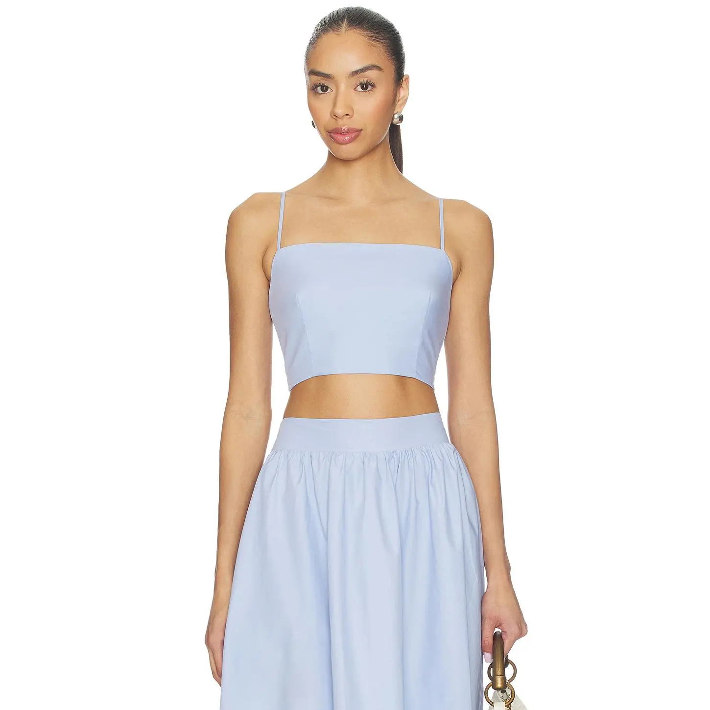 Susana Monaco Poplin Smocking Back String Top in Frosty