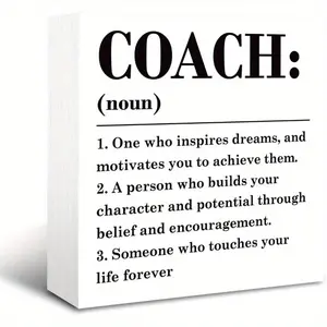 Coach Sign, Coach Gift, Coach Definition Sign, Rustic Box Sign Decor Tabletop, Thank You Gift for Coach Mentor Trainer, Inspirational Coach Sign, Motivational Office Decor, Desk Decor Art 5x5 inch