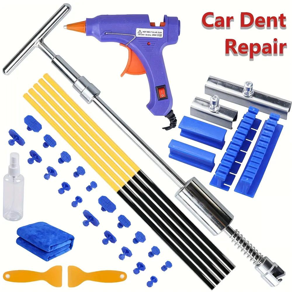 43 pieces of car dent repair kit with adjustable long-distance unpainted dent repair tool including gasket and glue gun, suitable for car dent repair tool
