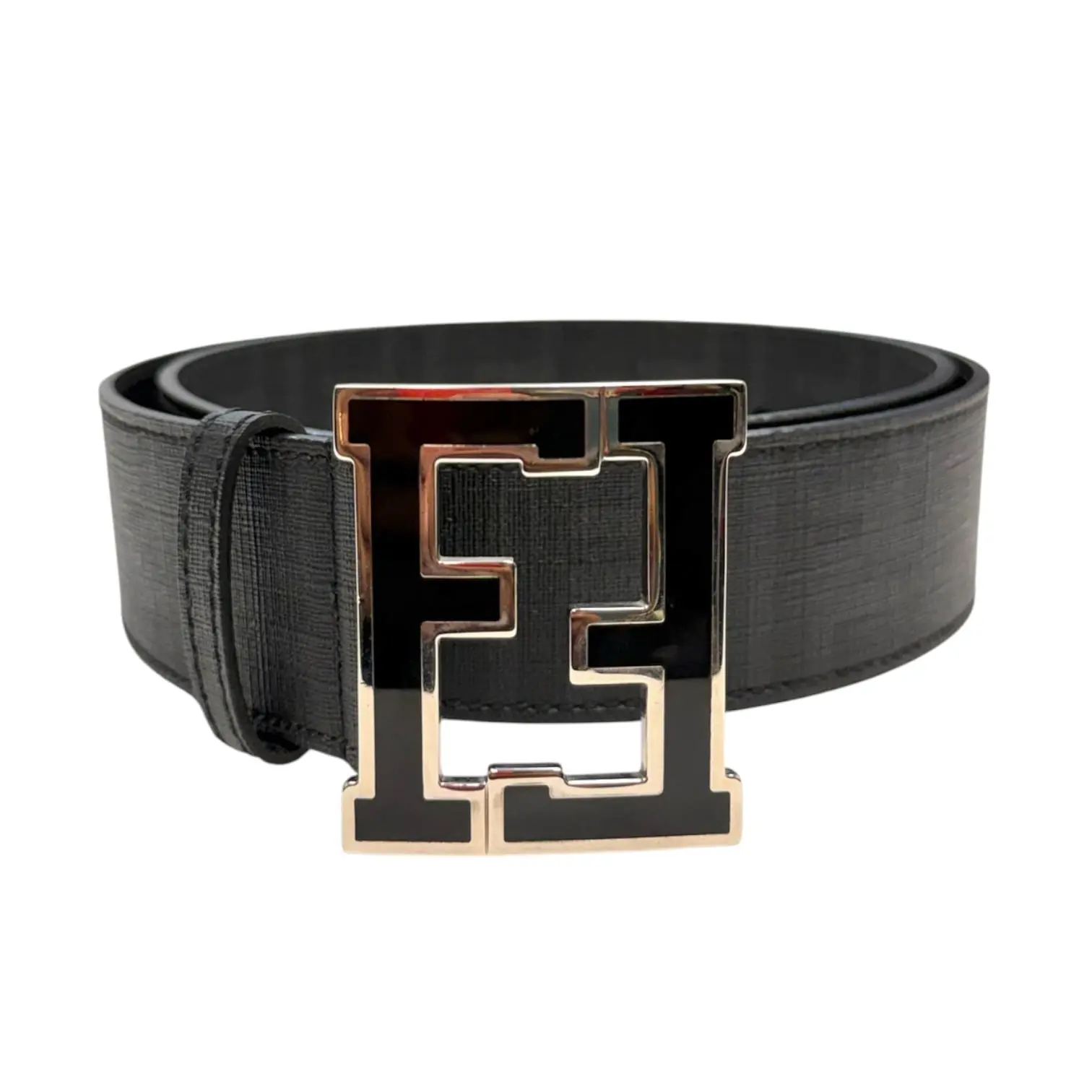 Pre-owned Fendi Black Zucca Coated Canvas Belt 90/36