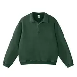 FAIABLE Oversized Henley Sweatshirt Women Men Fleece Lined Pullover Vintage Washed Baggy Sweatshirt Unisex Casual Streetwear Long Sleeve with Hidden Zipper Pockets