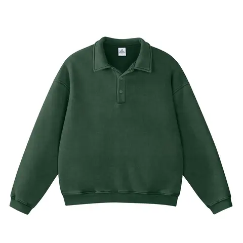 FAIABLE Oversized Henley Sweatshirt Women Men Fleece Lined Pullover Vintage Washed Baggy Sweatshirt Unisex Casual Streetwear Long Sleeve with Hidden Zipper Pockets