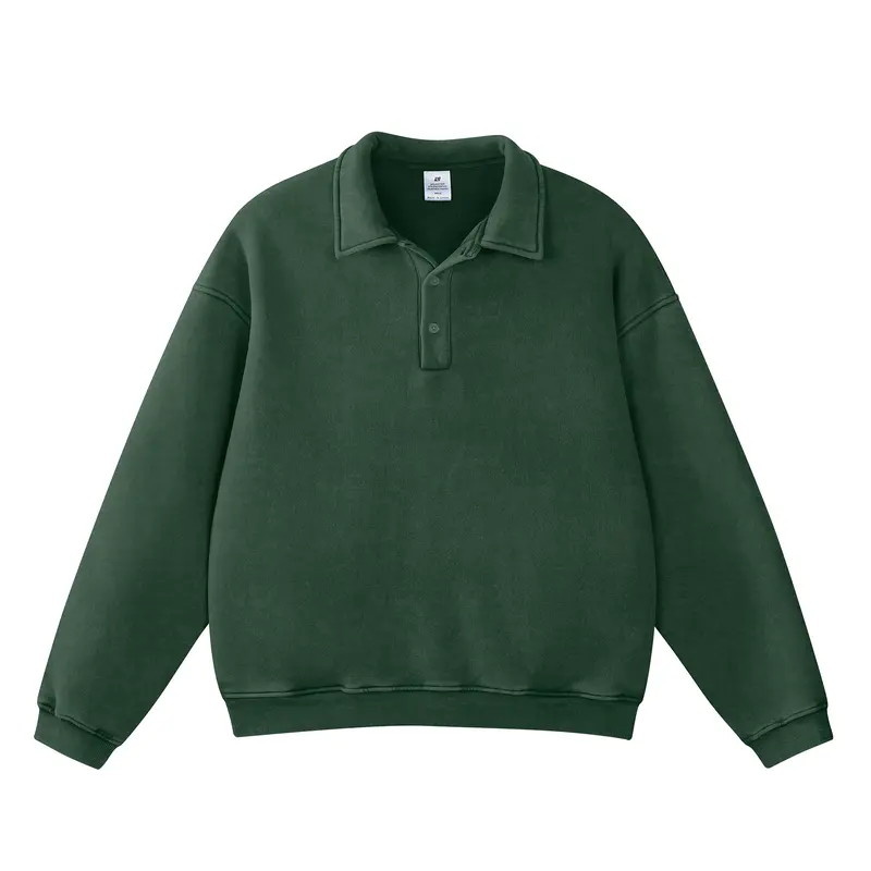 FAIABLE Oversized Henley Sweatshirt Women Men Fleece Lined Pullover Vintage Washed Baggy Sweatshirt Unisex Casual Streetwear Long Sleeve with Hidden Zipper Pockets