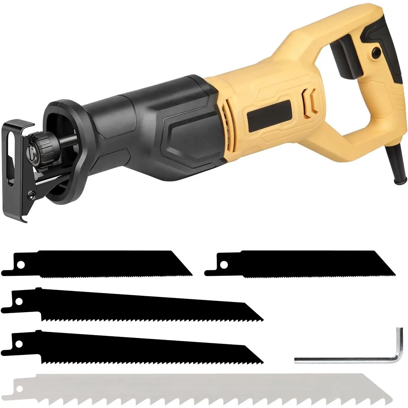 6Amp Reciprocating Saw, 3000SPM Variable Speed Corded Reciprocating Saw with 4/5" Stroke Length, 4-1/2" Max Cutting Depth for Wood, Soft Metal and PVC Pipes Cutting