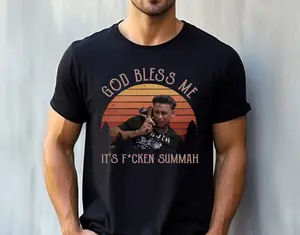 God Bless Me It’s F*cken Summah Sweatshirt, Funny Summer Tee for Party Lovers, Humorous Beach Vibes Graphic T-Shirt, Sarcastic Gift Hoodie