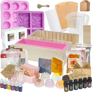Adult Soap Making Kit with Melt & Pour Soap Base, Soap Loaf Molds, Essential Oil & Fragrances, Beginner DIY Craft Kits