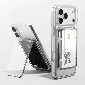 PC Transparent Foldable Flip Magnetic Card Holder Stand With ID & Card Storage
