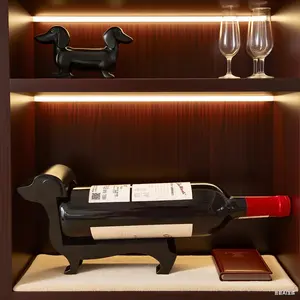 Cute Dachshund Dog Statue & Wine Bottle Holder, Durable Plastic Modern Home Bar Decor, Fits Bottles Up to 5cm, Perfect Holiday Gift