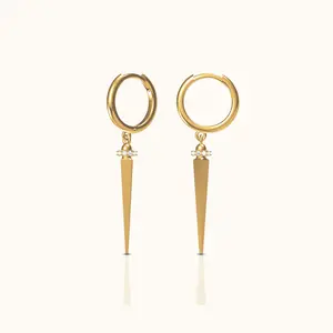 Large Spike Dangle Statement Hoop Earrings