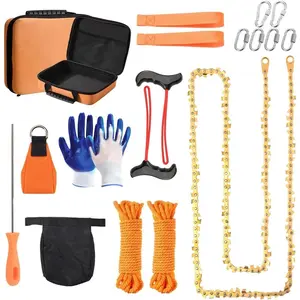 55 Inch Rope Chain Saw with 70 Sharp Teeth & 64 Feet Ropes Kit, Tree Saw High Limb Pocket Chainsaw - Pole Saws for Tree Trimming and Limb Removal