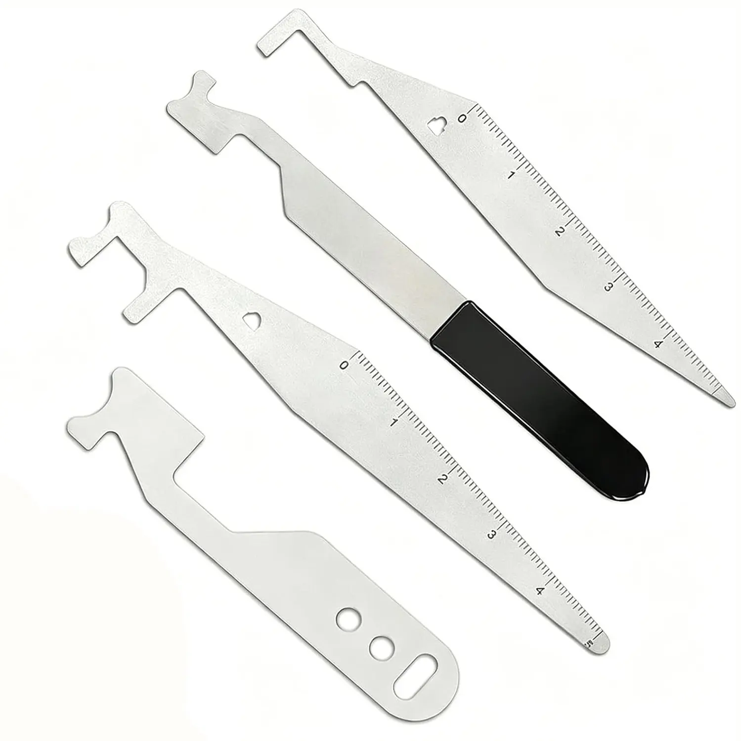 4-Pcs Stainless Steel First Responder Snap Hook Multitools, L-Shaped Ergonomic Hand Tools with Dual Hooks, Integrated Ruler Scale, Rescue Emergency Equipment & Accessories, Snap Hook Multitools & Accessories