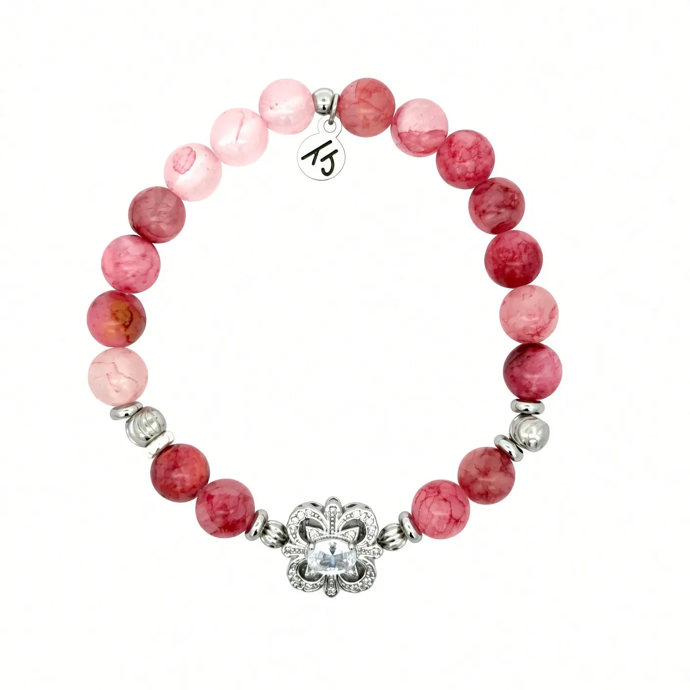 TTT Live Exclusive Silver CZ & Pink Chalcedony Gemstone Bracelet