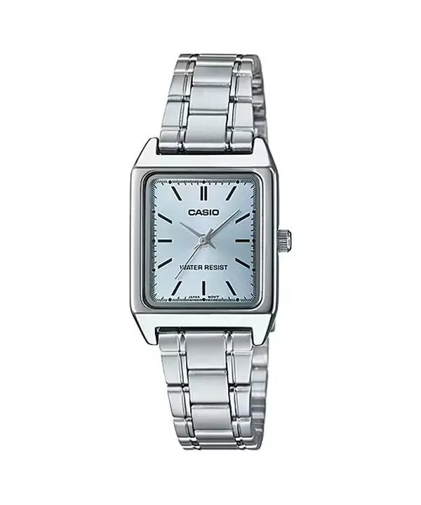 Casio Women’s Silver Digital Watch with Light Blue Dial - LTP-V007D-2EUDF