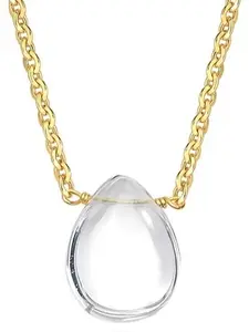 FetteroCrystal Choker Necklace  Gold Plated Natural White Purple Crystal Heart Teardrop Necklace for Women Simple Minimalist Jewelry Trendy