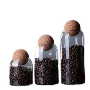 3-Piece Glass Food Storage Jars Set with Sealed Cork Lids, Airtight Container Set, Kitchen Supplies for Tea Coffee Sugar Flour Spices Nuts Candies Cookies