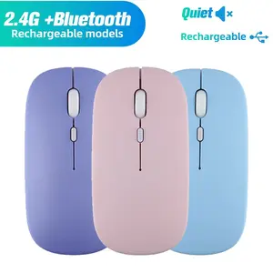 Dual Model Bluetooth Mouse Rechargeable Macron 1600dpi PC Laptop Tablet Mice with USB 2.4G Receiver Wireless Mouse for Mac iPad