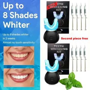 Second Free-Teeth Whitening Kit with LED Light for Sensitive Teeth, 35% Whitening Gel Refill Pen Tray and Box, Blue Light Technology Home Teeth Whitener
