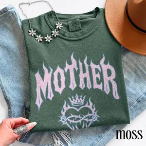 Comfort Colors Gothic Mother Tshirt, Mothers Day Tshirt, Edgy Mom Gift, Y2k Grunge Heart Graphic Tee