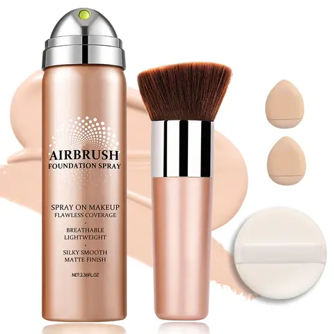 QIUFSSE Magic Minerals Airbrush Concealer & Foundation Bottle - Full Coverage, Hydrating, Smoothing, Dewy Porcelain Skin Finish, Multiple Shades, Face Moisturizer for Mature Skin