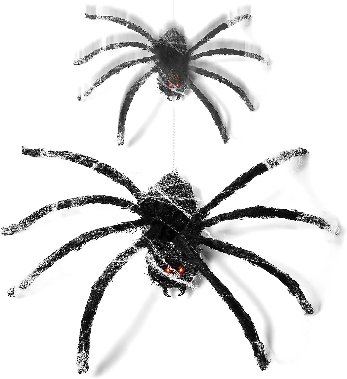 Halloween Animatronics Floating Hanging Spider Animated Decorations - Sound Activated with Creepy Sound, Scary Move, Light Up Eyes, Haunted House Decor Horror Spooky Prop for Indoor, Outdoor