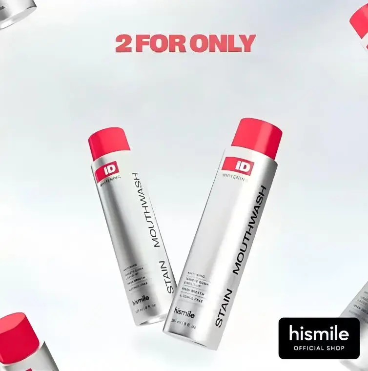 Hismile iD Stain Whitening Mouthwash for White Teeth, Freshens Breath with Essential Oils 237ml