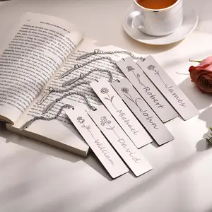 Personalized Birth Flower Bookmark with Name Text Stainless Steel Customized Bar Birthday Gift for Women Daughter Sister Friend Unique Reading Accessory