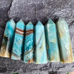 Sky Blue Crystal Column Home Decor, Office Bedroom Desktop Decoration, Feng Shui Ornament, Positive Energy Gift, Unique Home Collection Item, Natural Crystal Tower