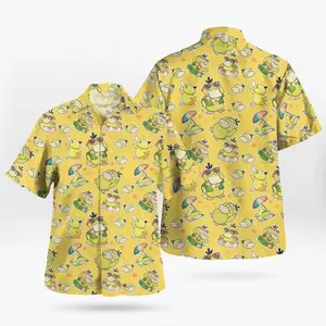 Psyduck Hawaiian Shirt, Funny P0kem0n Summer Aloha Shirt, Hawaiian Shirt for Unisex Funny, Anime Hawaiian Shirt PKM Gift, Breathable & Comfy Tropical Outfit, Perfect Gift for Him Her, Vacation Holiday