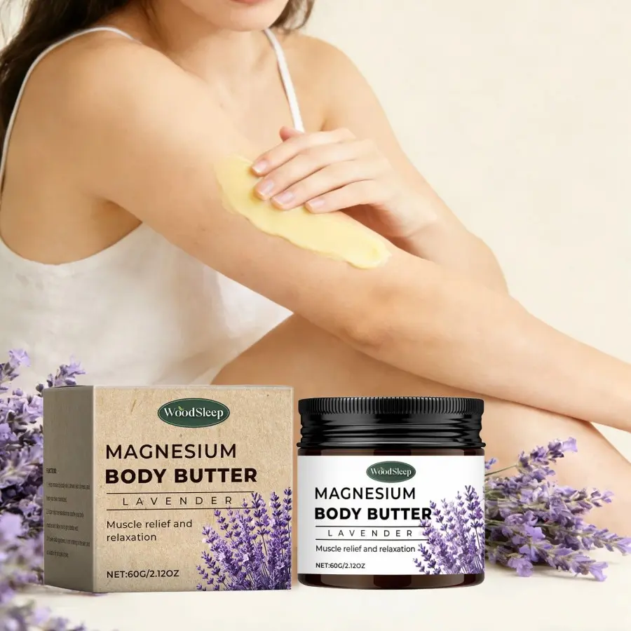 Magnesium Body Cream with Lavender Butter Lotion Relax Muscles Moisturizing Skin Relieving Dryness Smoothing Skin Care Product