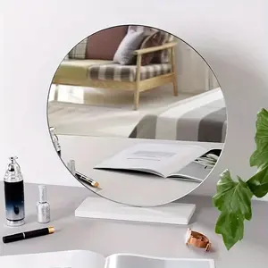 New 1pc Round Vanity Makeup Mirror 40cm/15.75inch Tabletop Cosmetic Mirror Simple Elegant Dressing Table Mirror For Beauty And Grooming Home Decor Stainless Steel
