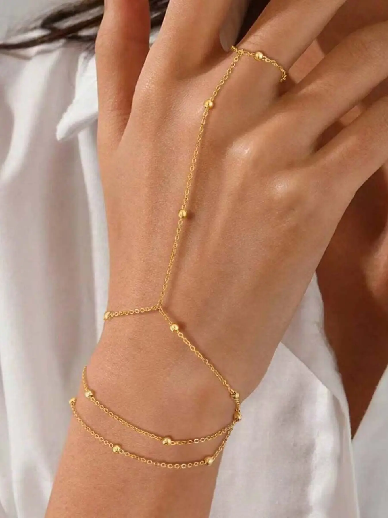 Premium Stainless Steel Color Beaded Linked Bracelet, Hand Chain, Fashionable Low Allergy Suitable for Daily Wear, Perfect Gift