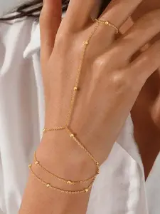 Premium Stainless Steel Color Beaded Linked Bracelet, Fashionable Low Allergy Suitable for Daily Wear, Perfect Gift