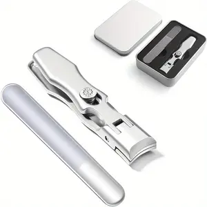 Stainless Steel Nail Clippers with Splash Guard, Comes in a Metal Case
