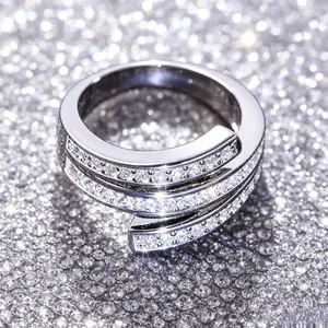 Luxury Silvery-Tone Spiral Engagement Ring for Women, Stunning Pavé-Set Statement Band with Brilliant Finish, Ideal Jewelry Gift for Valentine's Day, Daily Wear & Special Occasions