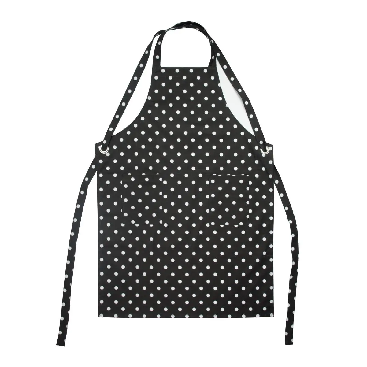Dunroven House R740A-BLK Cotton Adjustable Kitchen Polka Dot Printed Adult Apron, Black