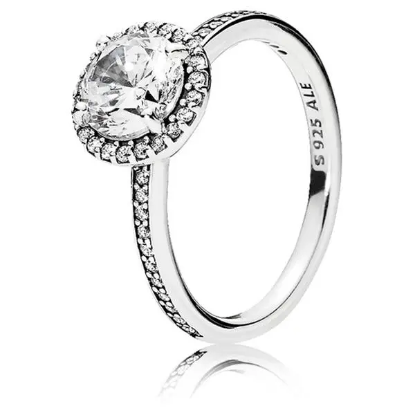 PANDORA Classic Elegance 925 Stamp Silver Ring - Luxurious Dramatic Statement Cocktail Ring, 196250CZ-50