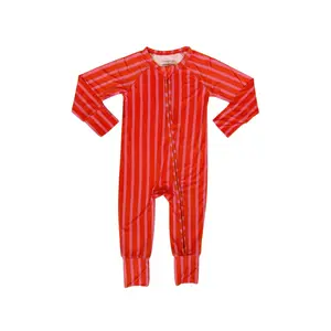 Red and Pink Stripe Zipper Romper IMJ x Karrie Locher