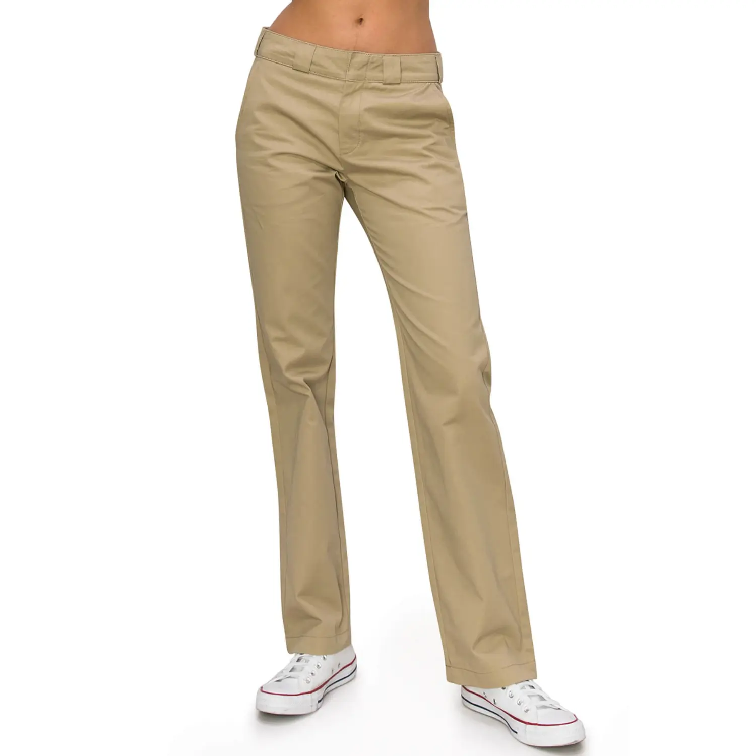 High Rise Straight Leg Work Pants - Khaki
