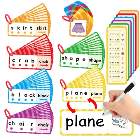 kasfalci Blends & Digraphs Cards, Phonics Games , Learn to Read, Spelling Reading Learning Sight Word Games,Educational Toy Flashcards Sound Flashcards