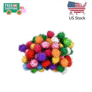 70 Pack Assorted Color Sparkle Balls Glitter Tinsel Ball Cat Sparkle Balls Toys