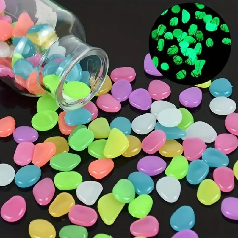 500/1000pcs Glow-In-The-Dark  Stones, Non-Toxic Luminous Pebbles for Outdoor Garden Pathway Decor, Garden Pond, Landscape Lighting Stones, Garden fish tank bottom sand landscape fluorescent stone, Garden Aesthetics, Garden Accessories