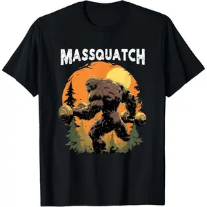 100% Cotton Printed Street-Style T-Shirt Hairy Animal Workout Merch Bigfoot Massquatch Funny Sasquatch Workout Gym Weightlifter T-Shirt