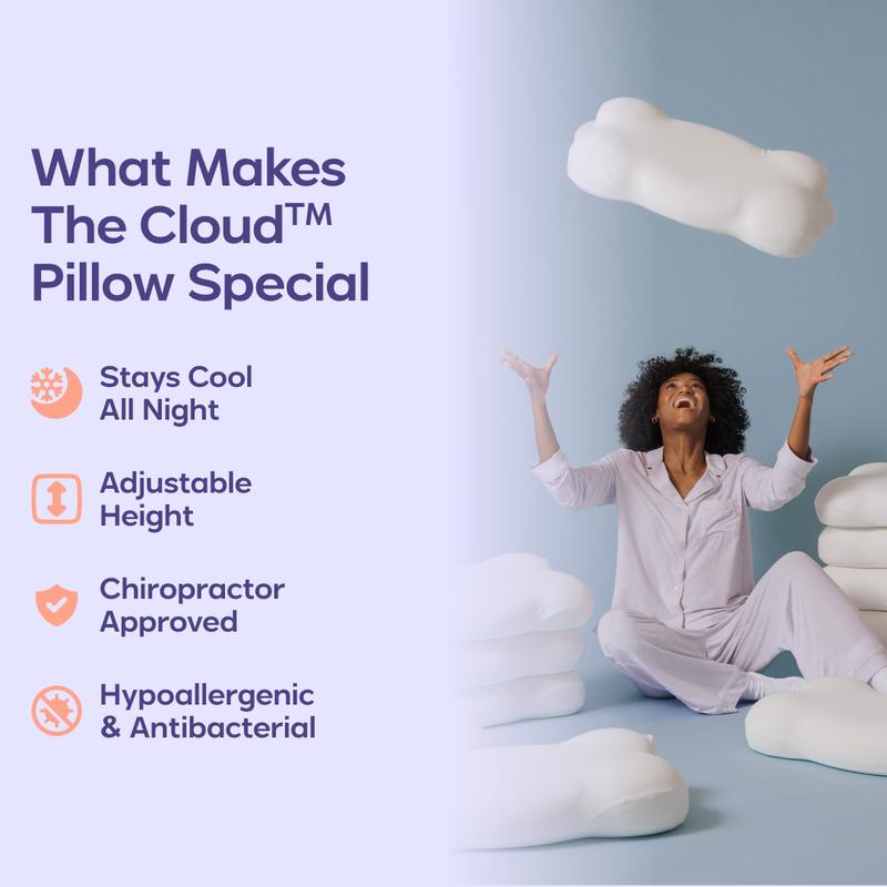 Mellow Sleep | CloudAlign Pillow + FREE Cooling Pillowcase - Ergonomic Cervical Pillow +Dual-Height Memory Foam with Cooling Pillowcase for Side Back & Stomach Sleepers Best Pillow 2025 Awarded