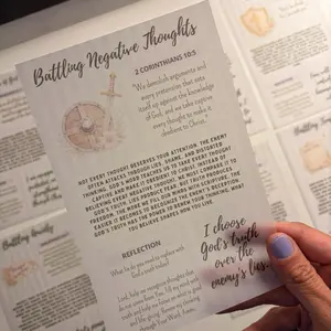 War Binder Vellum Tip-Ins | Spiritual Warfare Scripture Cards | Battling Anxiety, Fear, Doubt & Temptation | Bible Journaling Accessories
