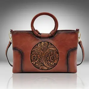 [Designer Handbag] Retro Designer Elegant Handbag for Women | Geometric Pattern, Zipper Closure, Nylon Lining, Edge Paint Detail, Versatile Occasion